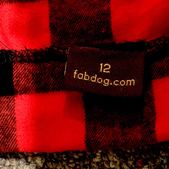 Fabdog 12 S Red Black Buffalo Check Plaid Cotton Fleece Dog Pajamas PJs NEW NWOT - Picture 6 of 10